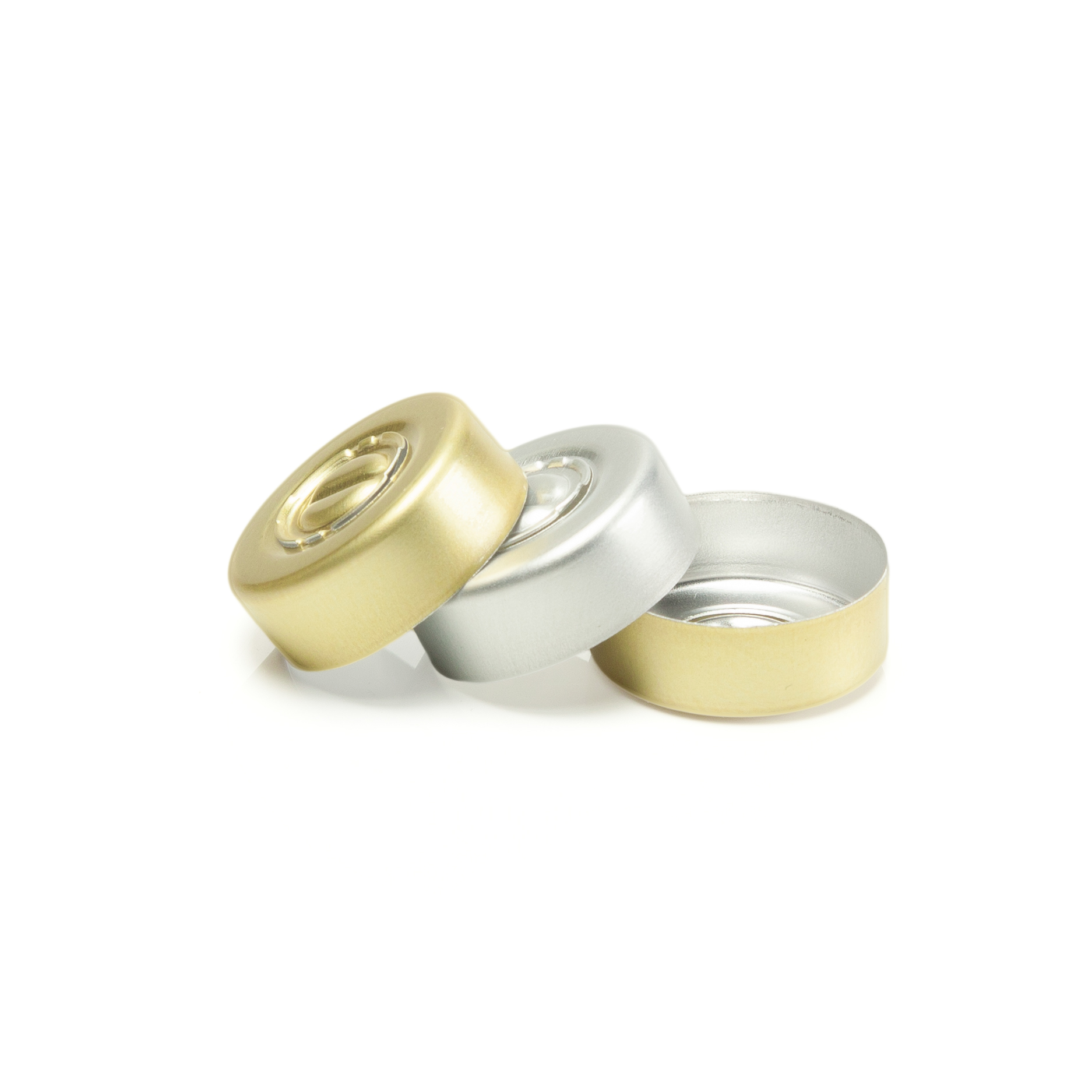 Gold and natural injectable capsule for 20mm mouth vial